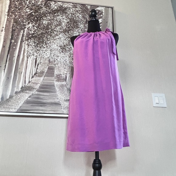 Banana‎ Republic Lavender 100% Silk Sleeveless BowDress NWT - Size 10 - Picture 3 of 9